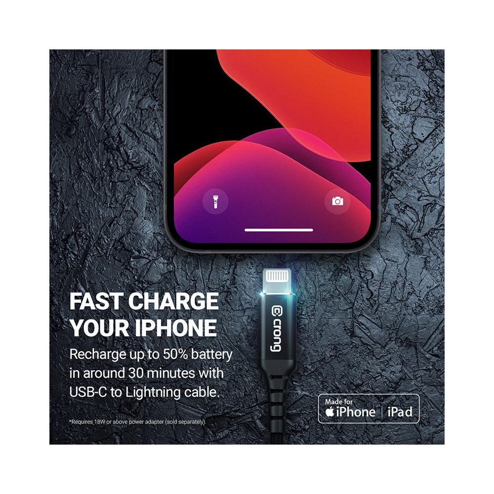 Hurtownia GSM - Kabel Crong Armor Link USB-C/Lightning MFi 150cm (schwarz) - CRG349 - {ean13} - Hurt