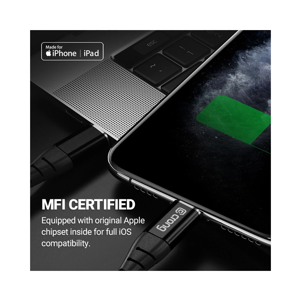 Hurtownia GSM - Kábel Crong Armor Link USB-C/Lightning MFi 150cm (fekete) - CRG349 - {ean13} - Hurt