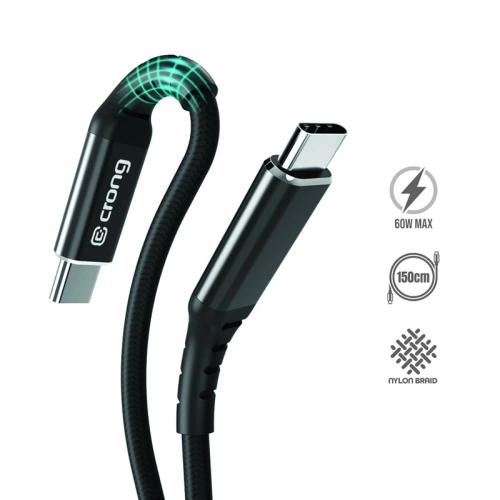 Kabel Crong Armor Link USB-C/USB-C 60W 150cm (czarny)