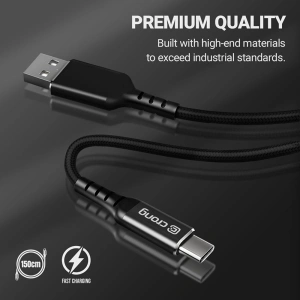 Hurtownia GSM - Kabel Crong Armor Link USB-A/USB-C 60W 150cm (czarny) - CRG351 - {ean13} - Hurt