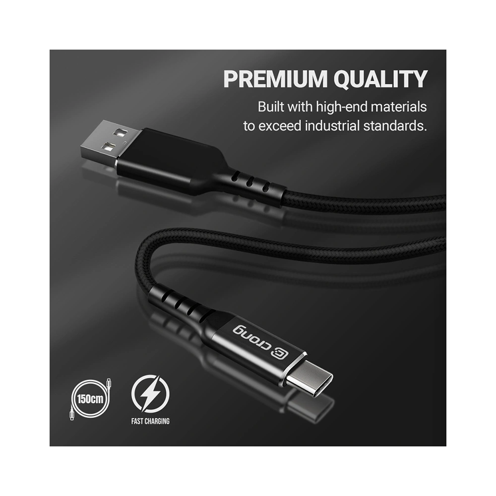 Hurtownia GSM - Kabel Crong Armor Link USB-A/USB-C 60W 150cm (černý) - CRG351 - {ean13} - Hurt