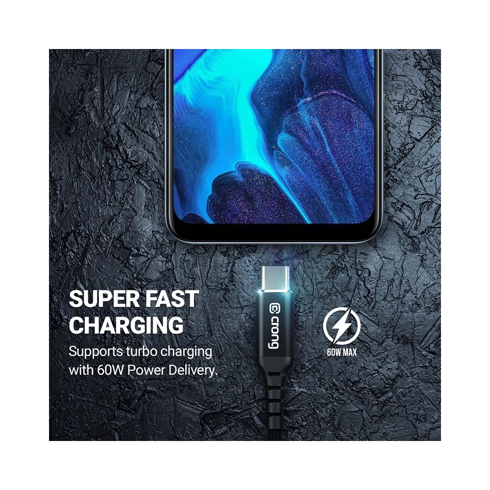 Hurtownia GSM - Kabel Crong Armor Link USB-A/USB-C 60W 150cm (schwarz) - CRG351 - {ean13} - Hurt