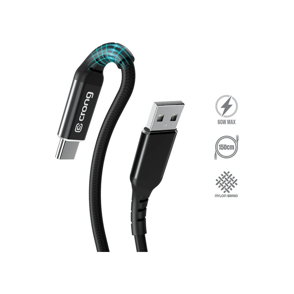 Hurtownia GSM - Kabel Crong Armor Link USB-A/USB-C 60W 150cm (černý) - CRG351 - {ean13} - Hurt