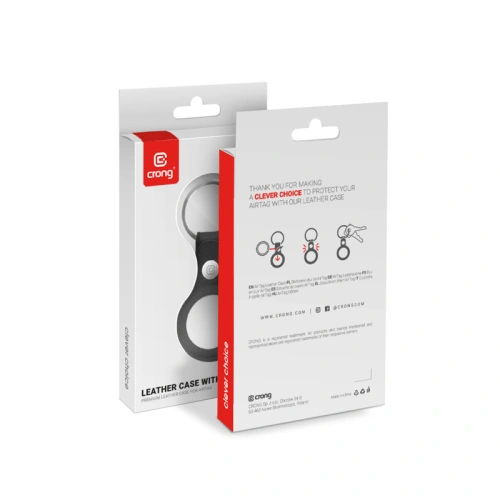 Brelok Crong Leather Case with Key Ring Apple AirTag (czarny)