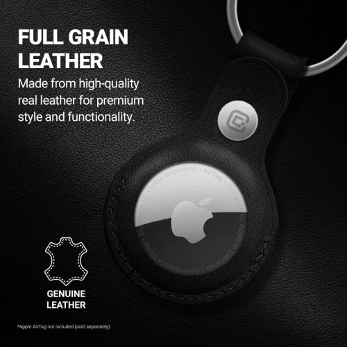 Brelok Crong Leather Case with Key Ring Apple AirTag (czarny)