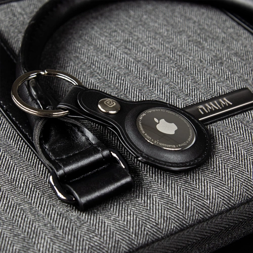 Brelok Crong Leather Case with Key Ring Apple AirTag (czarny)
