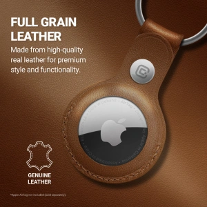 Wholesale Crong Leather Case with Key Ring Apple AirTag (brown) - CRG353 - {ean13} - Hurt