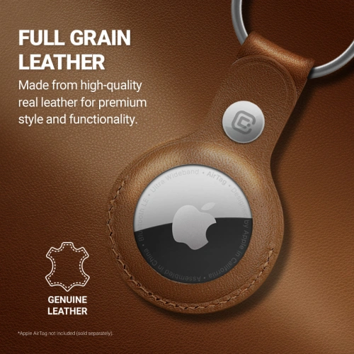 Brelok Crong Leather Case with Key Ring Apple AirTag (brązowy)