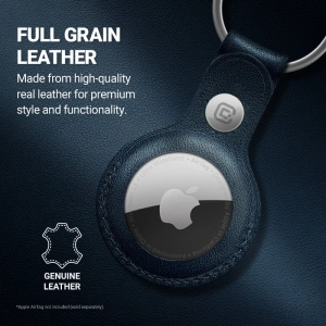 Wholesale Crong Leather Case with Key Ring Apple AirTag (navy blue) - CRG354 - {ean13} - Hurt