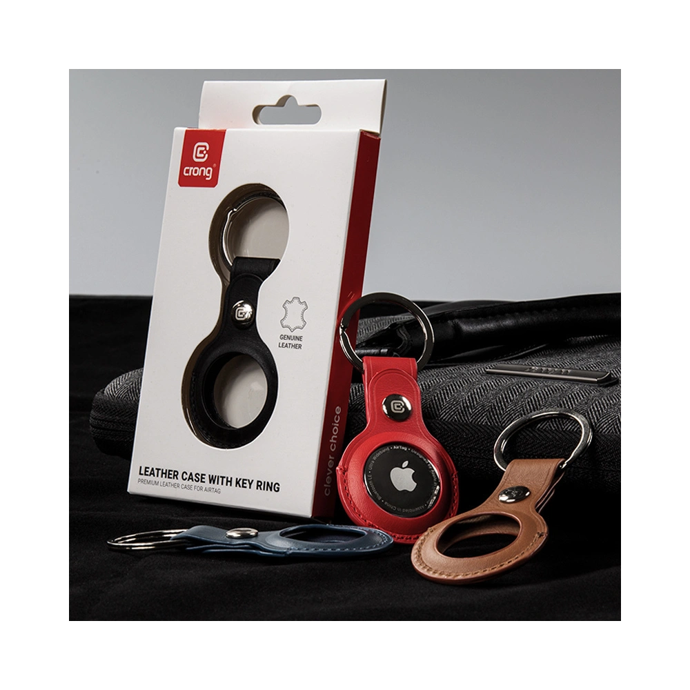 Hurtownia GSM - Breloc Crong Husa din piele cu inel pentru chei Apple AirTag (bleumarin) - CRG354 - {ean13} - Hurt