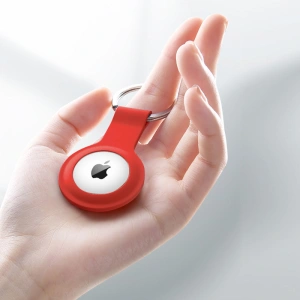 Wholesale Crong Silicone Case with Key Ring Apple AirTag (red) - CRG358 - {ean13} - Hurt