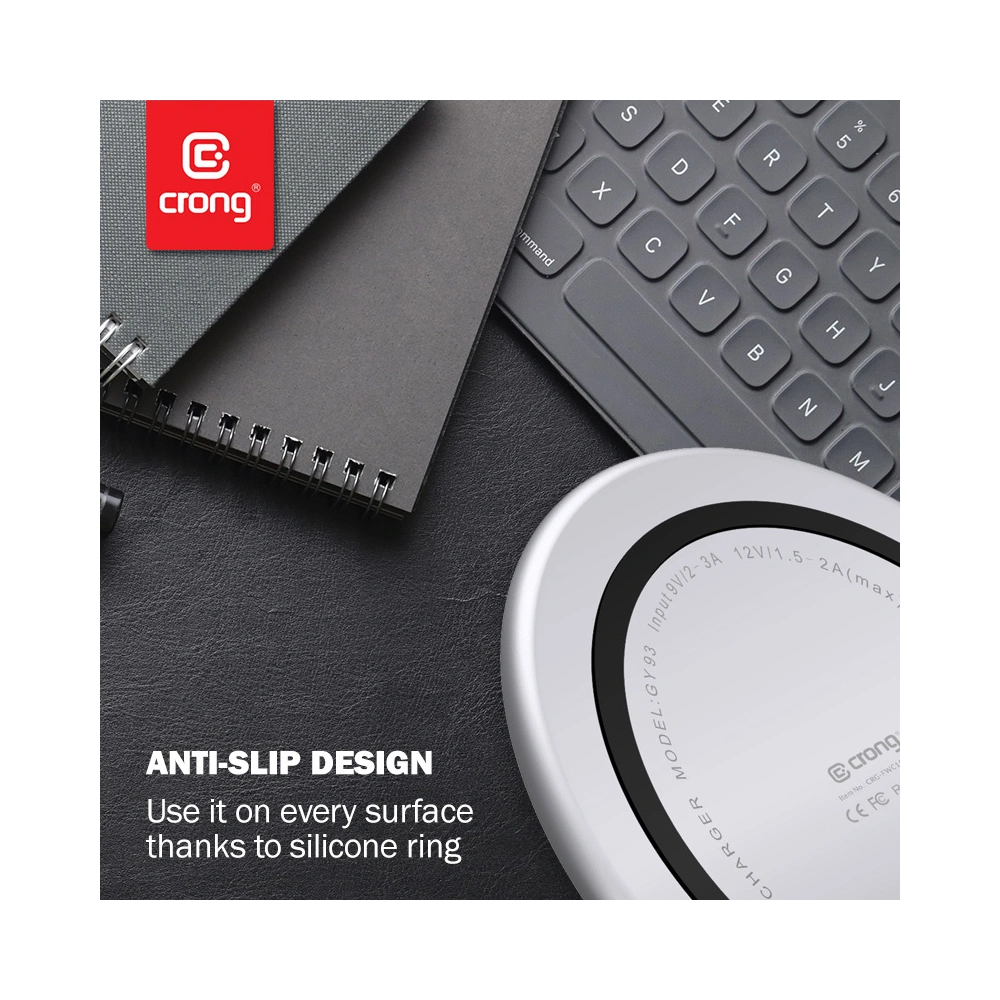 Hurtownia GSM - Kabelloses Ladegerät Crong PowerSpot Fast Wireless Charger Qi 15W USB-C (Shadow Black) - CRG364 - {ean13} - Hurt