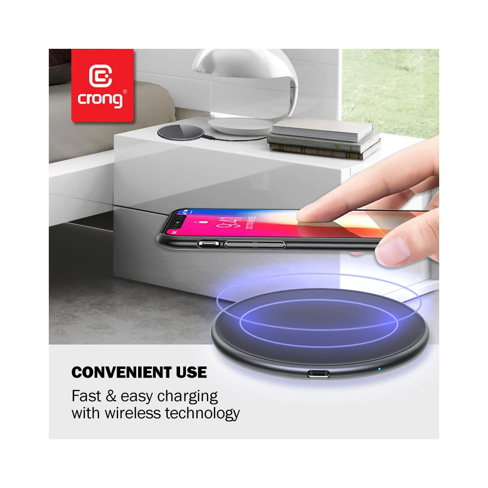 Hurtownia GSM - Kabelloses Ladegerät Crong PowerSpot Fast Wireless Charger Qi 15W USB-C (Shadow Black) - CRG364 - {ean13} - Hurt