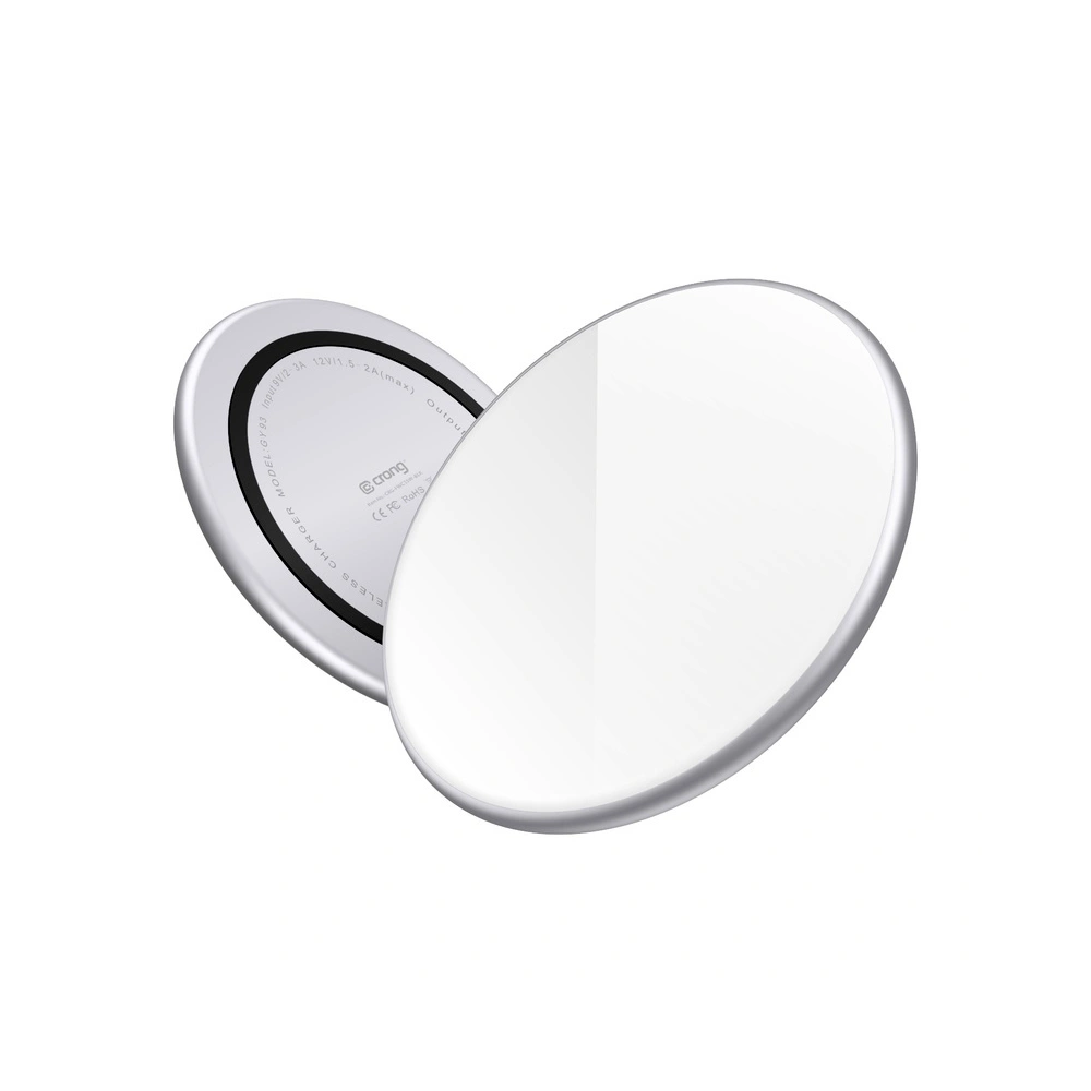 Hurtownia GSM - Kabelloses Ladegerät Crong PowerSpot Fast Wireless Charger Qi 15W USB-C (Silber Weiß) - CRG365 - {ean13} - Hurt