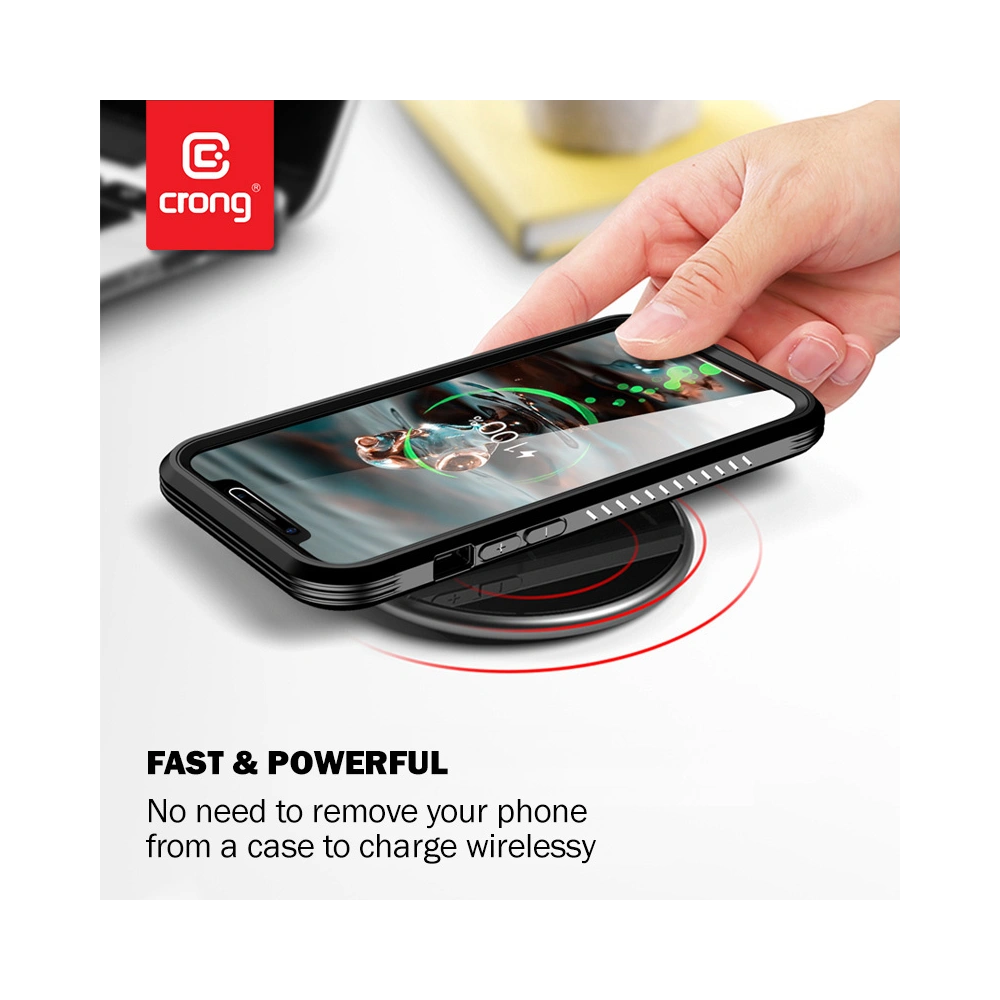 Hurtownia GSM - Kabelloses Ladegerät Crong PowerSpot Fast Wireless Charger Qi 15W USB-C (Silber Weiß) - CRG365 - {ean13} - Hurt