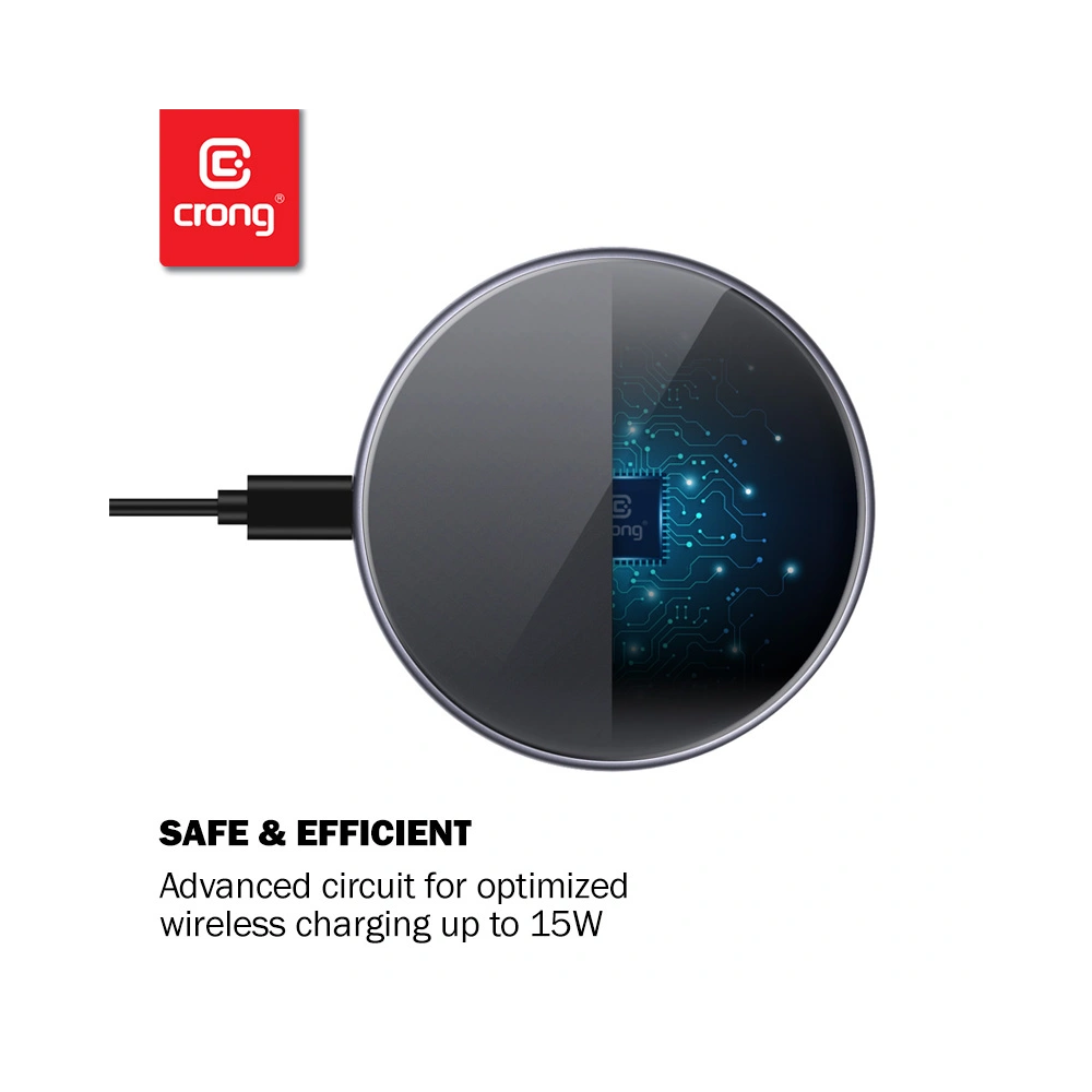Hurtownia GSM - Kabelloses Ladegerät Crong PowerSpot Fast Wireless Charger Qi 15W USB-C (Silber Weiß) - CRG365 - {ean13} - Hurt