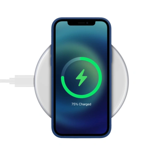 Ładowarka bezprzewodowa Crong PowerSpot Fast Wireless ChargerQi 15W USB-C (Silver White)