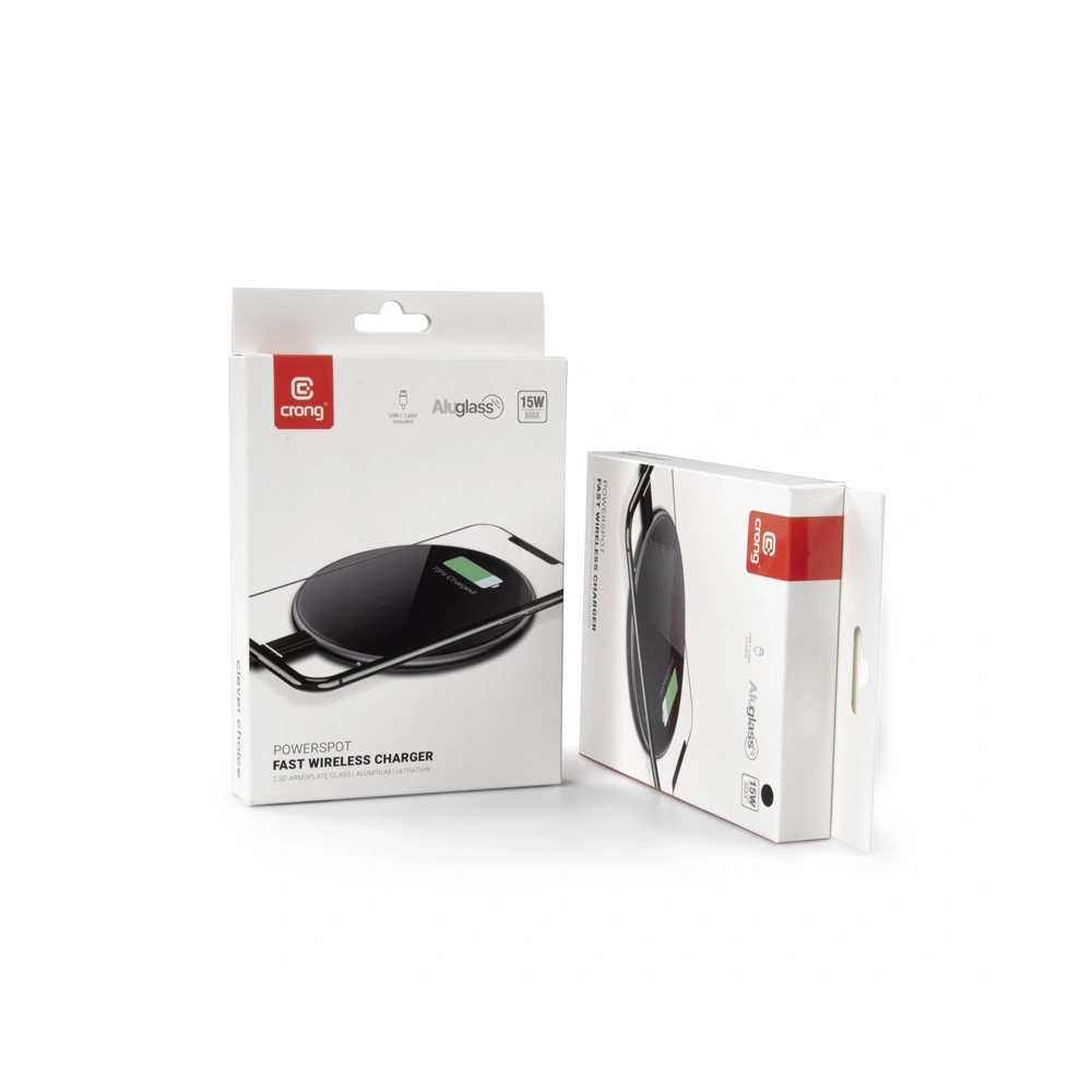 Hurtownia GSM - Kabelloses Ladegerät Crong PowerSpot Fast Wireless Charger Qi 15W USB-C (Silber Weiß) - CRG365 - {ean13} - Hurt