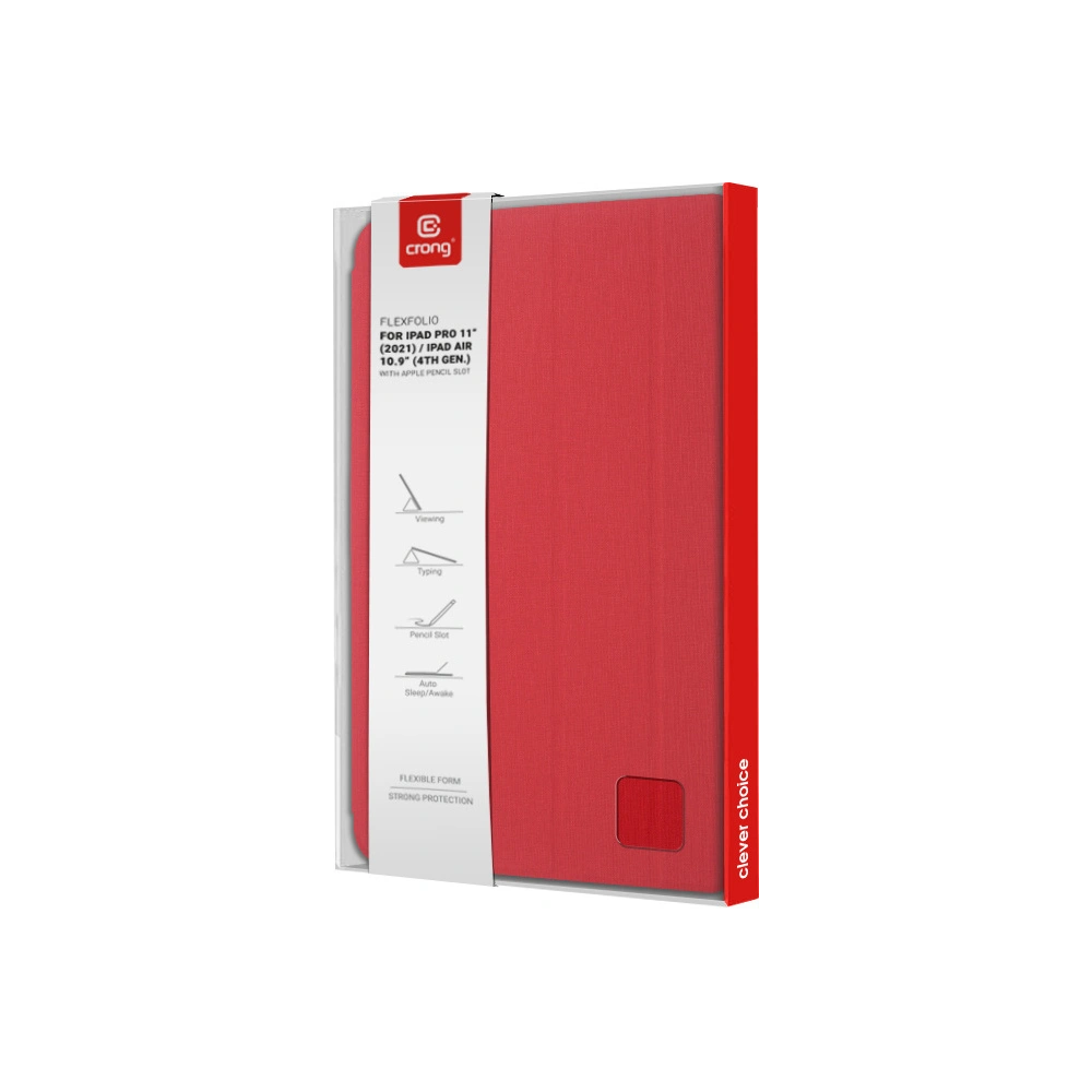 Hurtownia GSM - Case Crong FlexFolio Apple iPad Air 10.9 2020/2022 (4, 5 gen) / iPad Pro 11 2021 (3 gen) / iPad Air 11 2024 (6. Generation) Pencil holder (rot) - CRG366 - {ean13} - Hurt