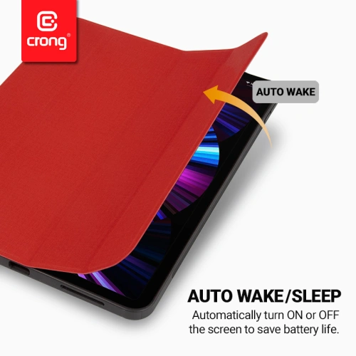 Etui Crong FlexFolio Apple iPad Air 10.9 2020/2022 (4, 5 gen) / iPad Pro 11 2021 (3 gen) / iPad Air 11 2024 (6. generacji) Pencil holder (czerwony)