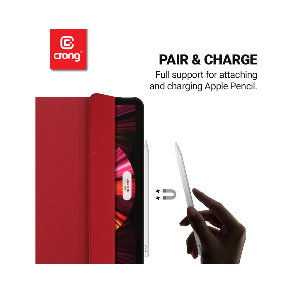 Hurtownia GSM - Case Crong FlexFolio Apple iPad Air 10.9 2020/2022 (4, 5 gen) / iPad Pro 11 2021 (3 gen) / iPad Air 11 2024 (6. Generation) Pencil holder (rot) - CRG366 - {ean13} - Hurt