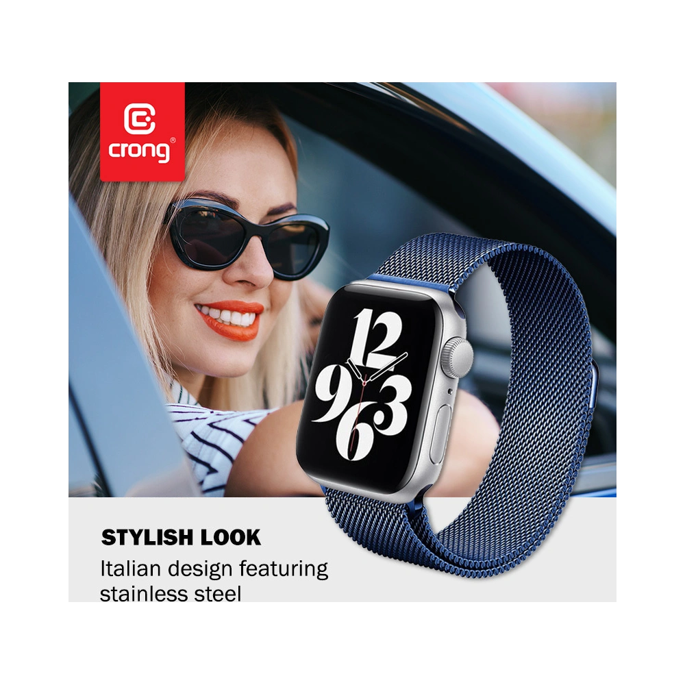 Hurtownia GSM - Brățara Crong Milano Steel Apple Watch 4/5/6/7/SE/8/9/Ultra 44/45/49mm (bleumarin) - CRG370 - {ean13} - Hurt
