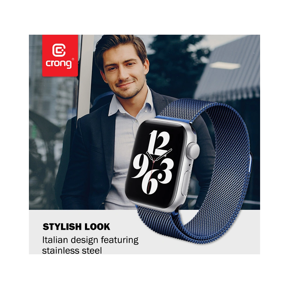 Hurtownia GSM - Brățara Crong Milano Steel Apple Watch 4/5/6/7/SE/8/9/Ultra 44/45/49mm (bleumarin) - CRG370 - {ean13} - Hurt