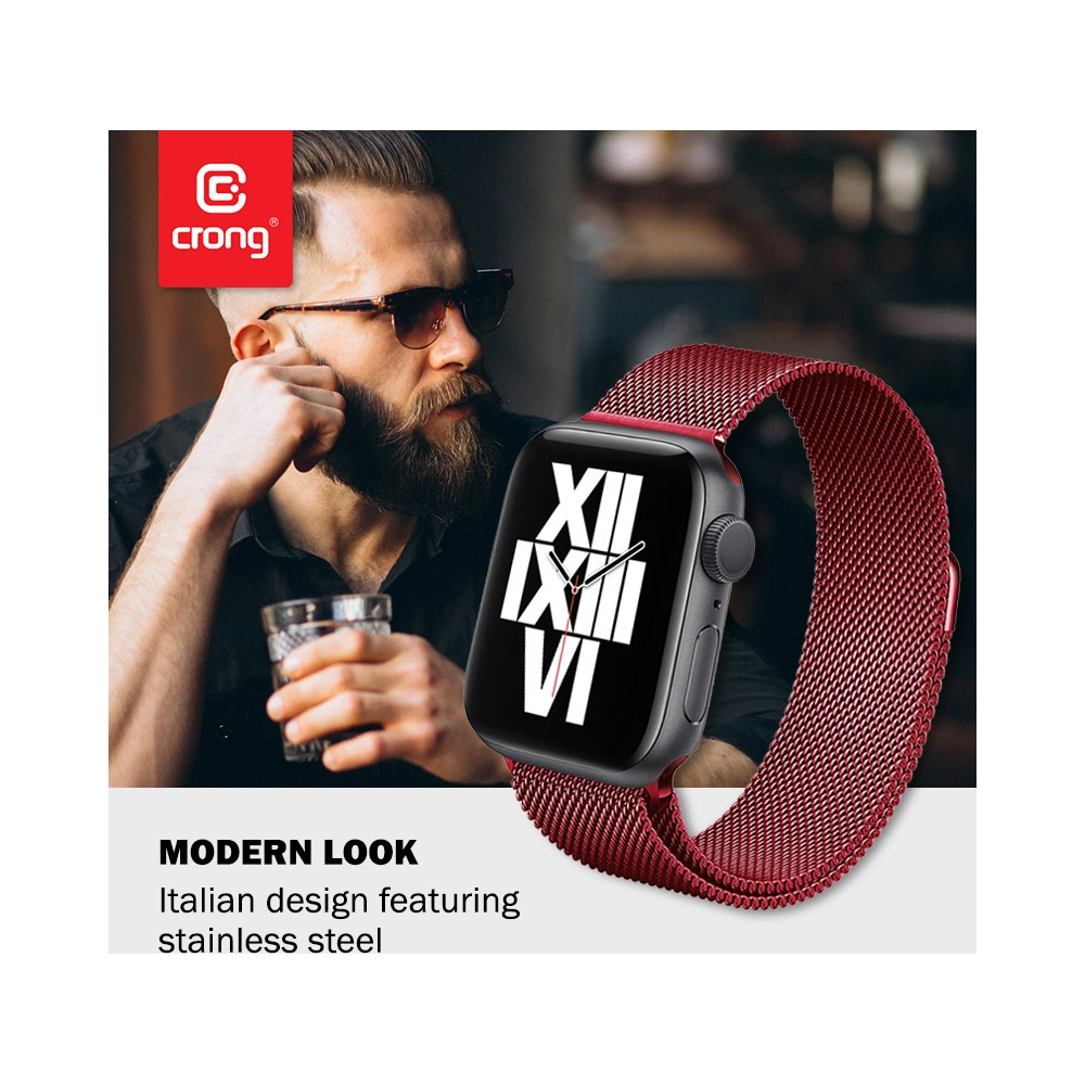 Hurtownia GSM - Brățara Crong Milano Steel Apple Watch 4/5/6/7/SE/8/9/Ultra 44/45/49mm (roșu) - CRG373 - {ean13} - Hurt