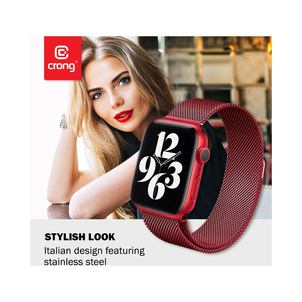 Hurtownia GSM - Brățara Crong Milano Steel Apple Watch 4/5/6/7/SE/8/9/Ultra 44/45/49mm (roșu) - CRG373 - {ean13} - Hurt