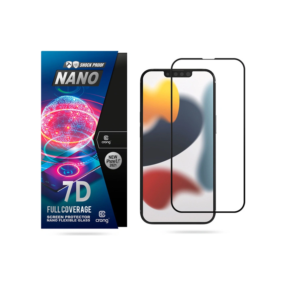 Hurtownia GSM - Hybridní sklo Crong 7D Nano Flexible Glass Apple iPhone 14/13/13 Pro - CRG402 - {ean13} - Hurt