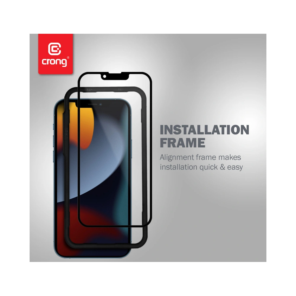 Hurtownia GSM - Gehärtetes Glas Crong Anti-Bakteriell 3D Armor Glass Apple iPhone 13 mini + Installationsrahmen - CRG404 - {ean13} - Hurt