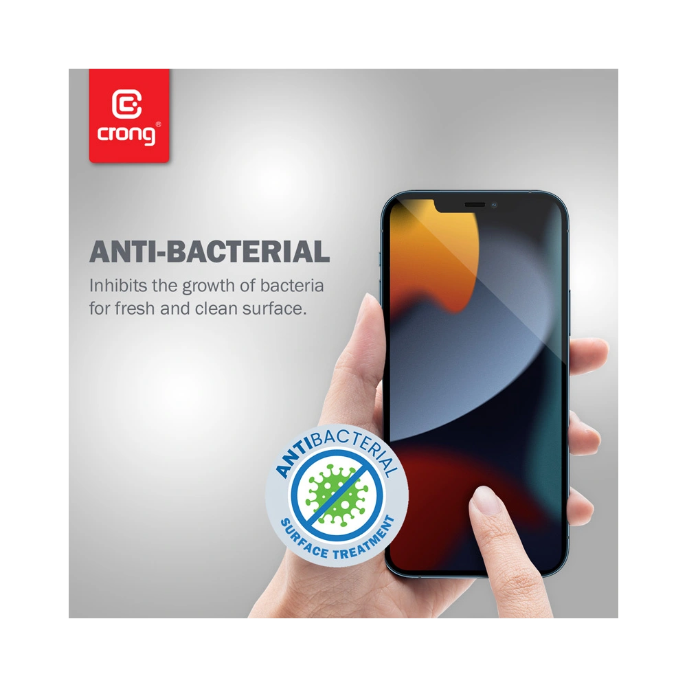 Hurtownia GSM - Sticlă securizată Crong Anti-Bacterial 3D Armour Glass Apple iPhone iPhone 14 Plus / 15 Plus + ramă de instalare - CRG406 - {ean13} - Hurt
