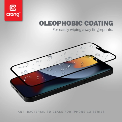 Szkło hartowane Crong Anti-Bacterial 3D Armour Glass Apple iPhone iPhone 14 Plus / 15 Plus + ramka instalacyjna