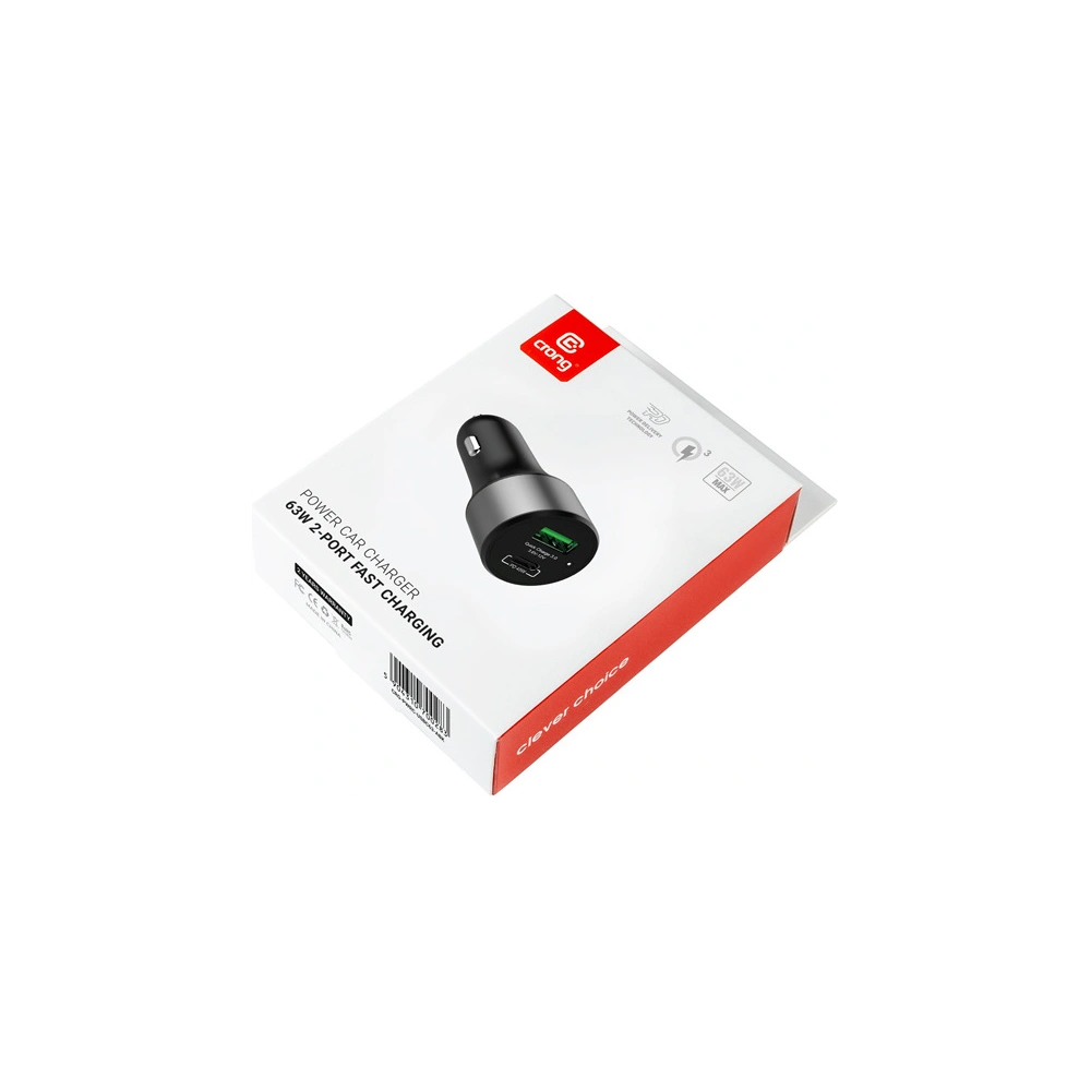 Hurtownia GSM - Autós töltő Crong Power Car Charger 63W USB-C PD 45W + USB QC 3.0 18W (fekete) - CRG430 - {ean13} - Hurt
