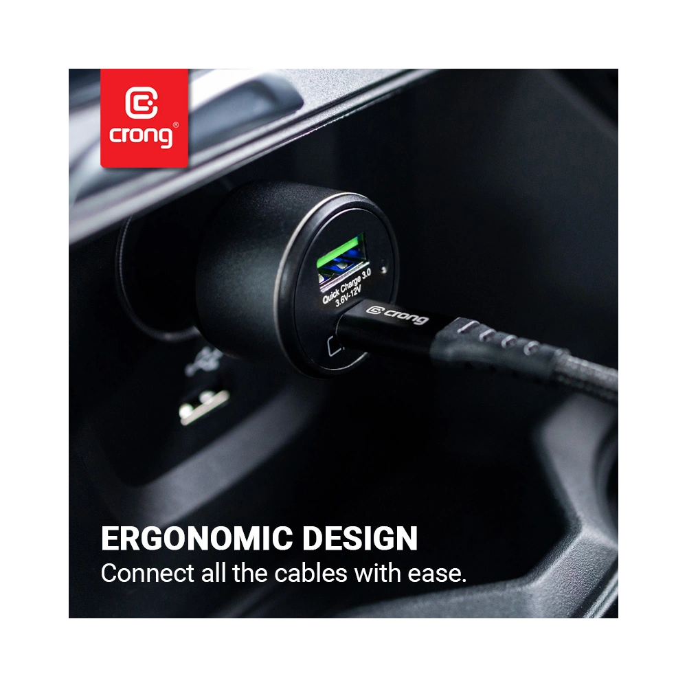 Wholesale Crong Power Car Charger 63W USB-C PD 45W + USB QC 3.0 18W (black) - CRG430 - {ean13} - Hurt