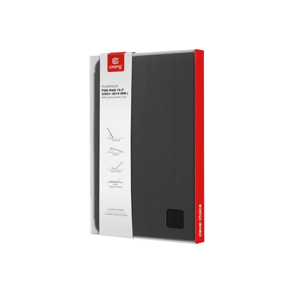 Hurtownia GSM - Etui Crong FlexFolio Apple iPad 10.2 2019/2020/2021 (7., 8. și 9. generație) suport pentru creion (negru) - CRG431 - {ean13} - Hurt