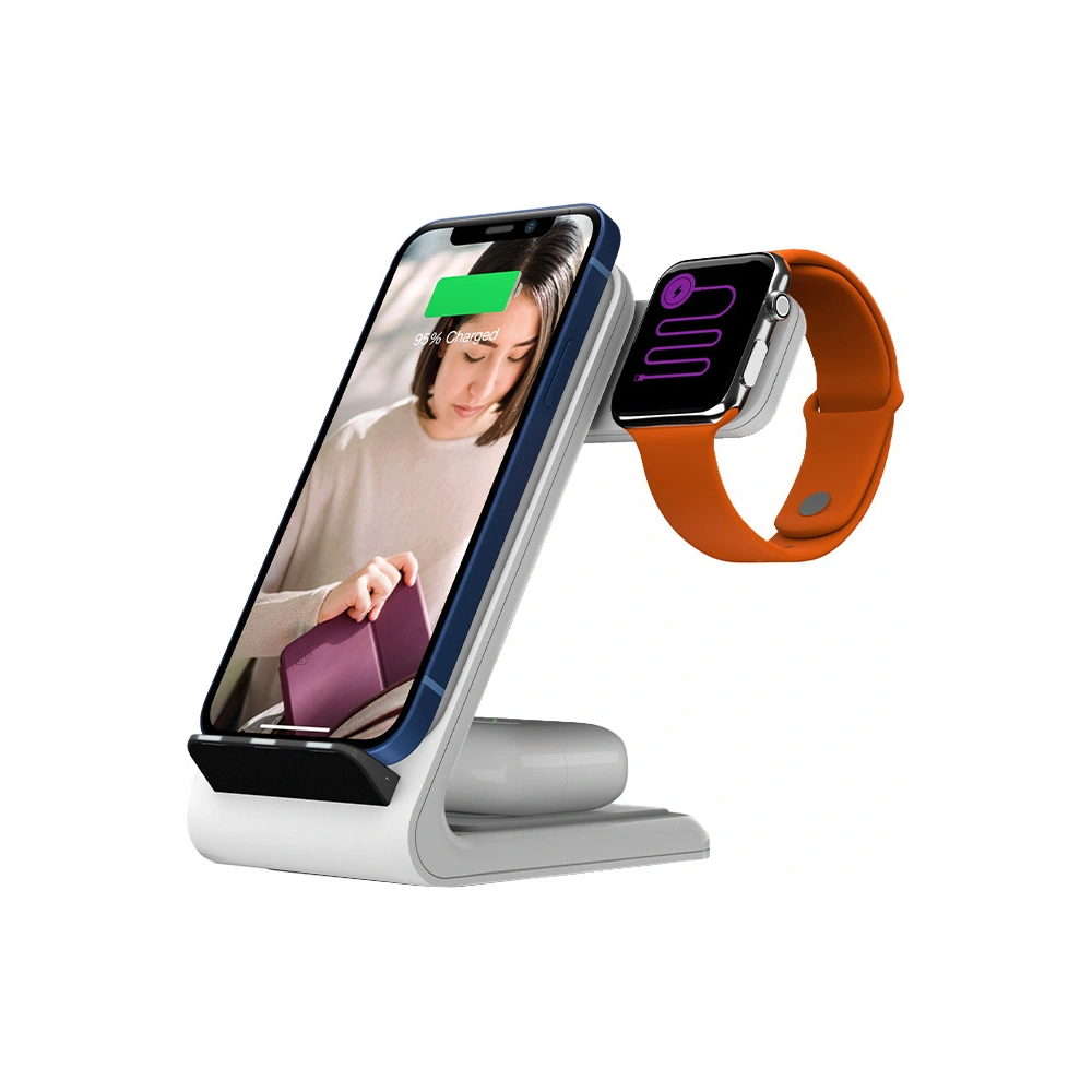 Hurtownia GSM - Vezeték nélküli töltő STM ChargeTree Swing 3w1 az Apple iPhone, AirPods és Watch számára (fehér) - STM31 - {ean13} - Hurt