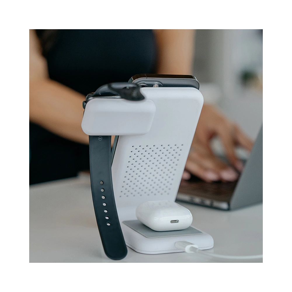 Hurtownia GSM - Vezeték nélküli töltő STM ChargeTree Swing 3w1 az Apple iPhone, AirPods és Watch számára (fehér) - STM31 - {ean13} - Hurt