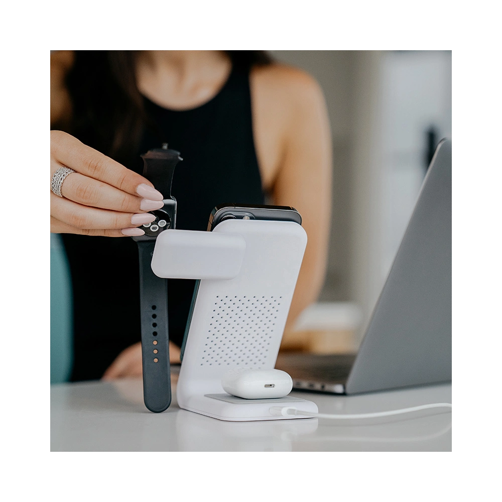 Hurtownia GSM - Vezeték nélküli töltő STM ChargeTree Swing 3w1 az Apple iPhone, AirPods és Watch számára (fehér) - STM31 - {ean13} - Hurt