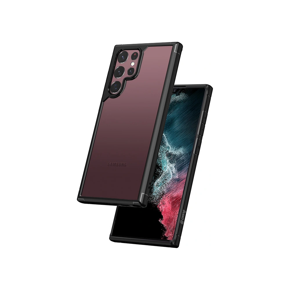 Hurtownia GSM - Etui Crong Hybrid Clear Cover Samsung Galaxy S22 Ultra (negru) - CRG469 - {ean13} - Hurt