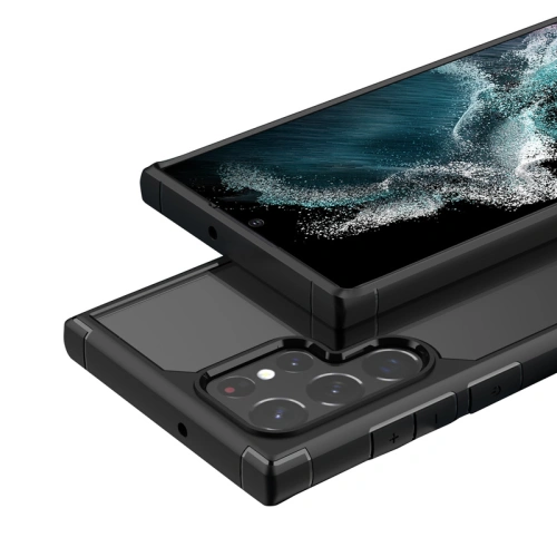 Etui Crong Hybrid Clear Cover Samsung Galaxy S22 Ultra (czarny)