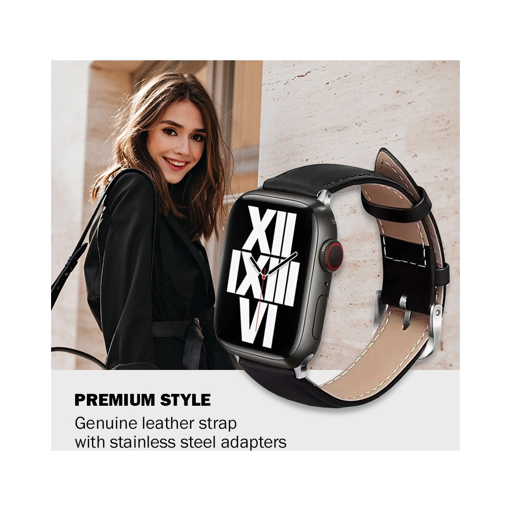 Hurtownia GSM - Pasek Crong Noble Band Apple Watch 4/5/6/7/SE/8/9/10 40/41/42mm (Černý Noir) - CRG495 - {ean13} - Hurt