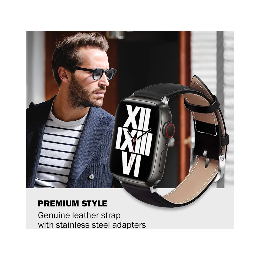 Hurtownia GSM - Pasek Crong Noble Band Apple Watch 4/5/6/7/SE/8/9/10 40/41/42mm (Černý Noir) - CRG495 - {ean13} - Hurt
