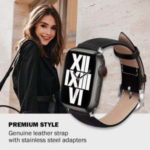 Hurtownia GSM - Pasek Crong Noble Band Apple Watch 4/5/6/7/SE/8/9/Ultra 44/45/49mm (Černá Noir) - CRG498 - {ean13} - Hurt