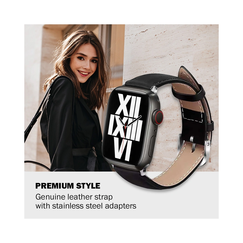 Hurtownia GSM - Pasek Crong Noble Band Apple Watch 4/5/6/7/SE/8/9/Ultra 44/45/49mm (Fekete Noir) - CRG498 - {ean13} - Hurt