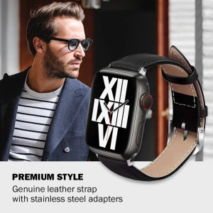 Hurtownia GSM - Pasek Crong Noble Band Apple Watch 4/5/6/7/SE/8/9/Ultra 44/45/49mm (Fekete Noir) - CRG498 - {ean13} - Hurt