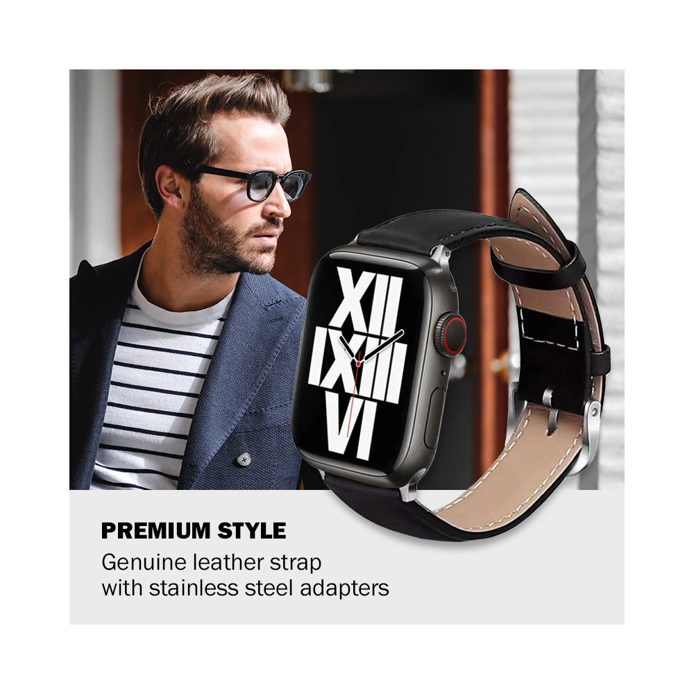 Hurtownia GSM - Pasek Crong Noble Band Apple Watch 4/5/6/7/SE/8/9/Ultra 44/45/49mm (Fekete Noir) - CRG498 - {ean13} - Hurt