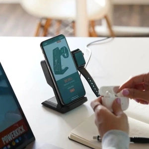 Hurtownia GSM - Vezeték nélküli töltő STM ChargeTree Go 3w1 Apple iPhone, AirPods és Watch számára (fehér) - STM35 - {ean13} - Hurt