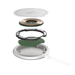 Hurtownia GSM - MagSafe vezeték nélküli töltő Crong MagSpot Wireless Charger 15W (Ezüst Fehér) - CRG542 - {ean13} - Hurt