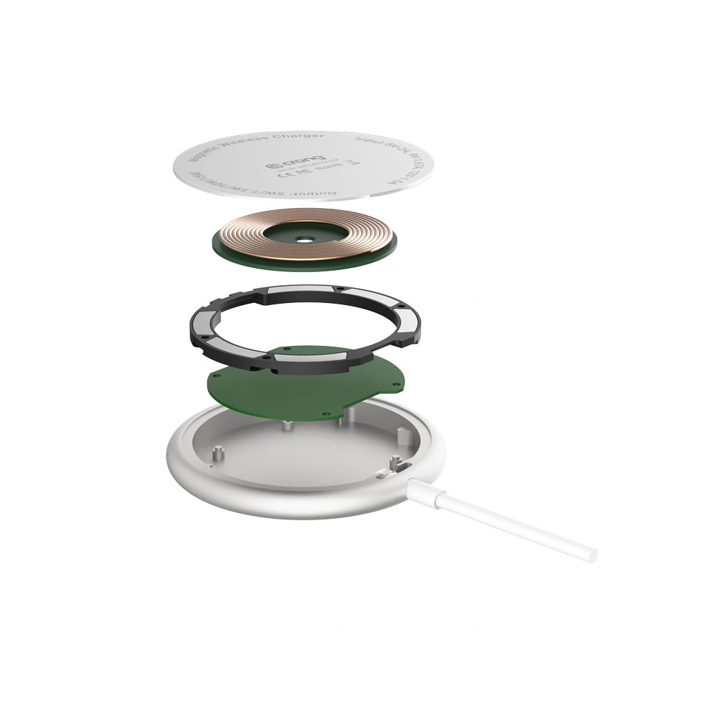 Hurtownia GSM - Bezdrátová nabíječka MagSafe Crong MagSpot Wireless Charger 15W (Stříbrná Bílá) - CRG542 - {ean13} - Hurt